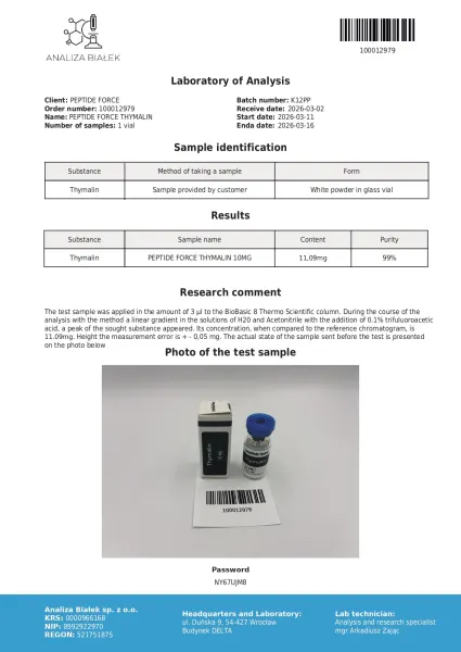 Thymalin — CoA — 99% purity — Mar 2026