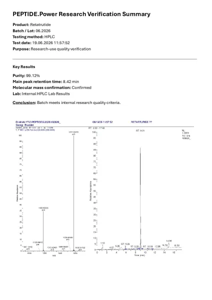 R​еtаtrutіdе — CoA — 99.12% purity — Jun 2026