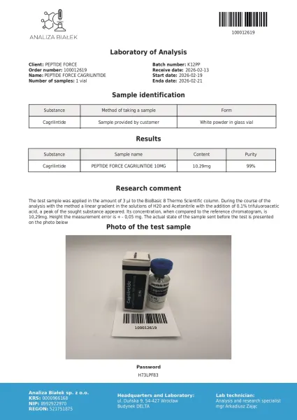 Cagrilintide — CoA — 99% purity — Feb 2026