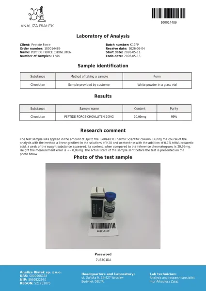 Chonluten — CoA — 99% purity — May 2026