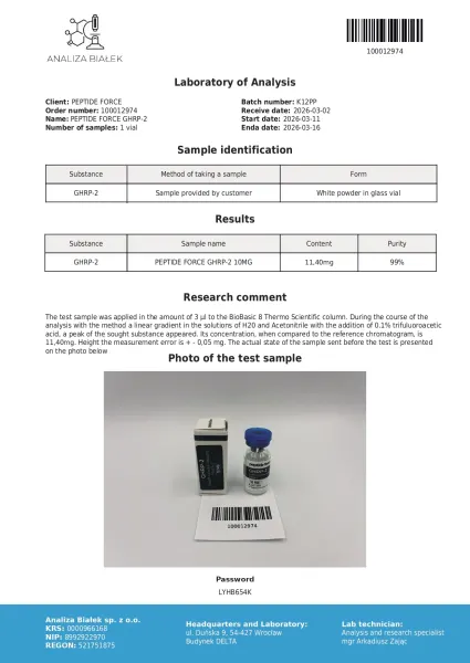 GHRP-2 — CoA — 99% purity — Mar 2026