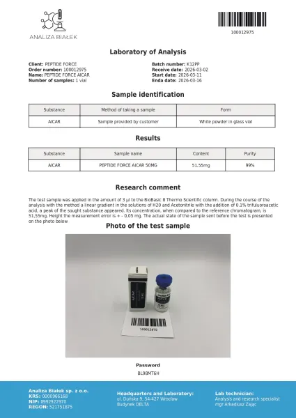 AICAR — CoA — 99% purity — Mar 2026