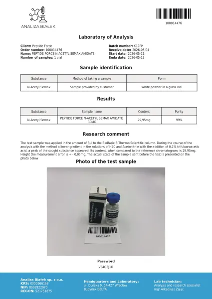 N-Acetyl Semax Amidate — CoA — 99% purity — May 2026