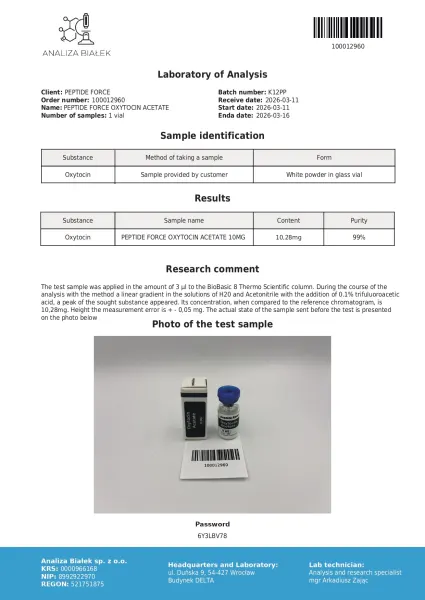 Oxytocin Acetate — CoA — 99% purity — Mar 2026